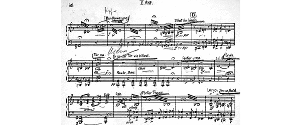 Komposition von Giuseppe Becce zu "Der letzte Mann" mit handschriftlichen Notizen und genauen Szenenangaben