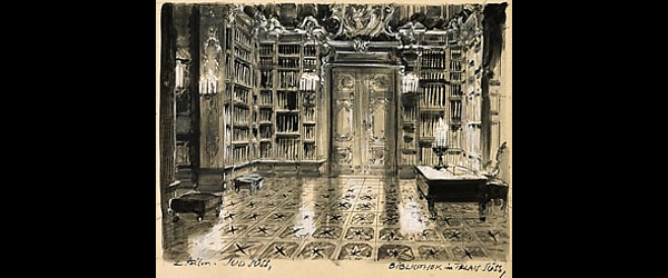 Bibliothek im Palais Süss. Entwurf: Otto Hunte.