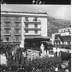 Un momento della commemorazione del bombardamento di Montecassino - campo lunghissimo