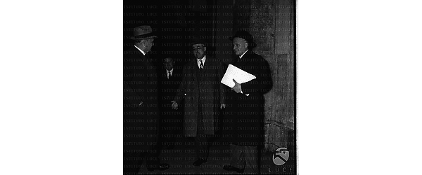 Furio Cicogna, Angelo Costa e Mario Morelli, direttore generale di Confindustria a palazzo Chigi per un incontro con il presidente del Consiglio