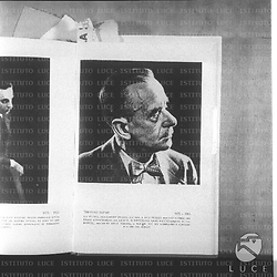 Riproduzione fotografica di Thomas Mann all'interno di un libro - totale