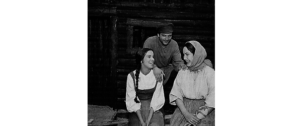 Berlino Antonella Lualdi, Franco Interlenghi ed Ellen Schwiers, in costume di scena, sul set del film "Polikuska"