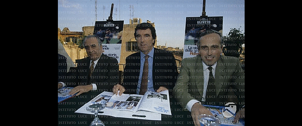 Franco Sensi, Dino Zoff e Giancarlo Abete alla presentazione del libro La storia della grande Roma
